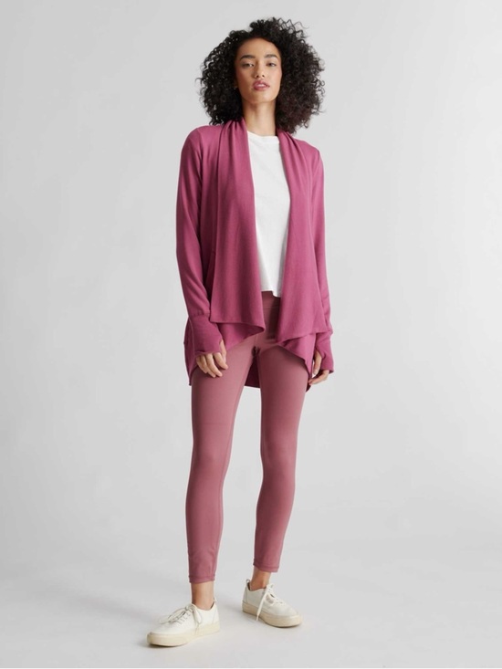 Quince Sweaters - Quince Modal French Terry Cardigan Rose Pink Thumbhole Size Medium